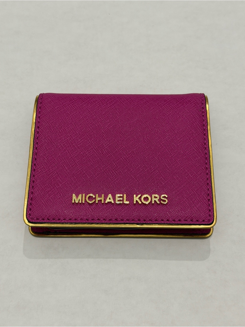 Michael Kors Fuchsia Card Holder with Gold Accents